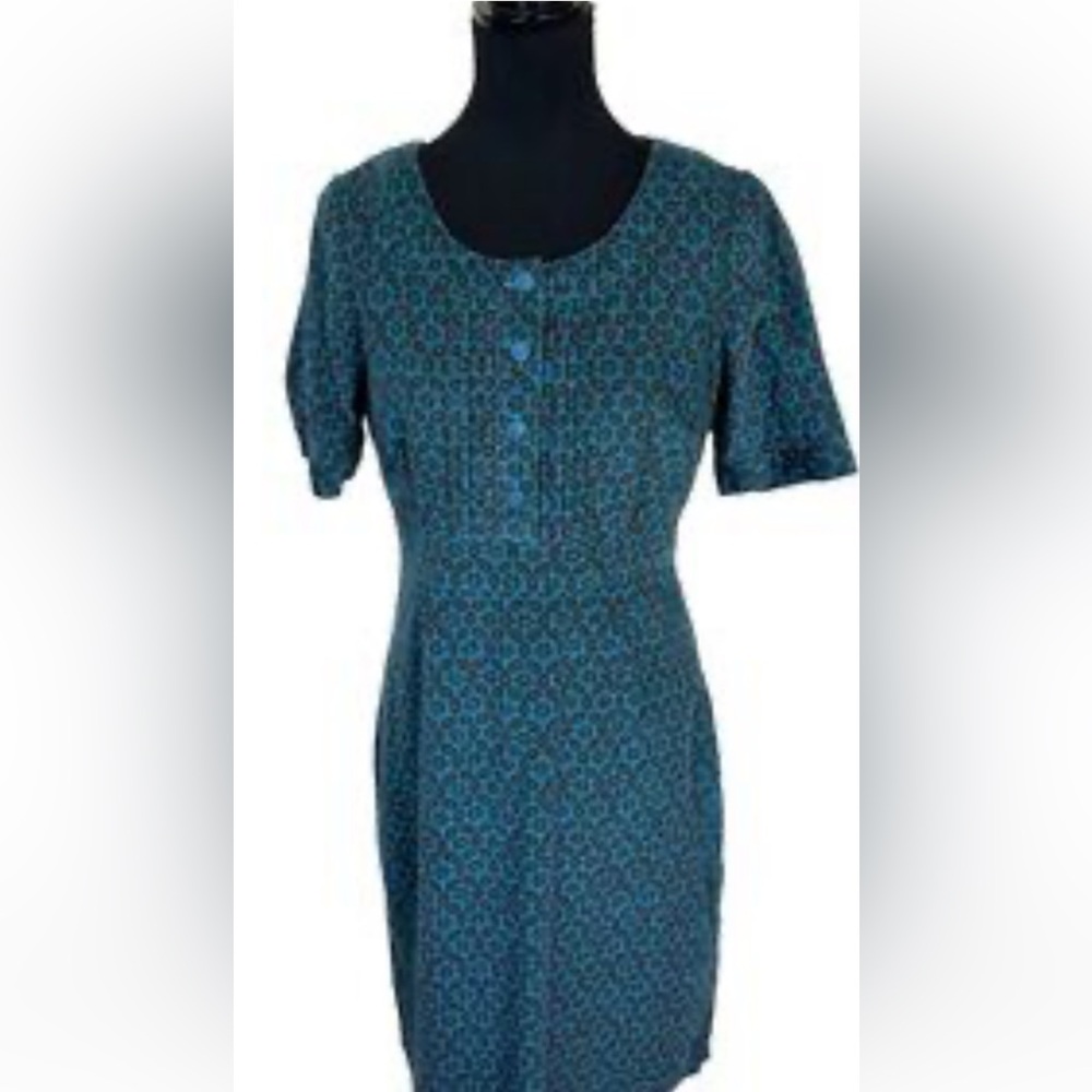 Boden Teal Patterned Mini Dress